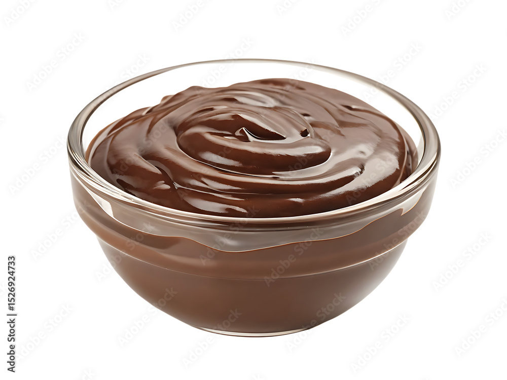 Tglass Bowl of sweet chocolate paste or sauce isolated on transparent background Tglass Bowl of sweet chocolate paste or sauce isolated on transparent background