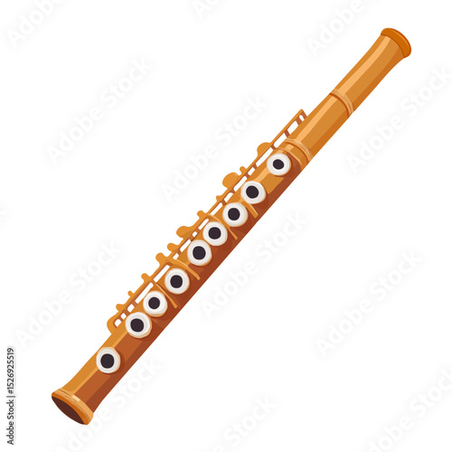 Flute 2D flat vector illustration, isolated on a white background.