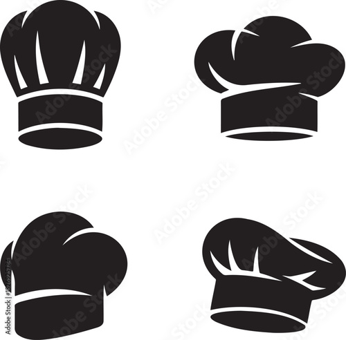 Chef Hats silhouette set vector illustration isolated On Transparent Background