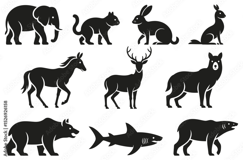 Obraz premium Wild animal silhouette set