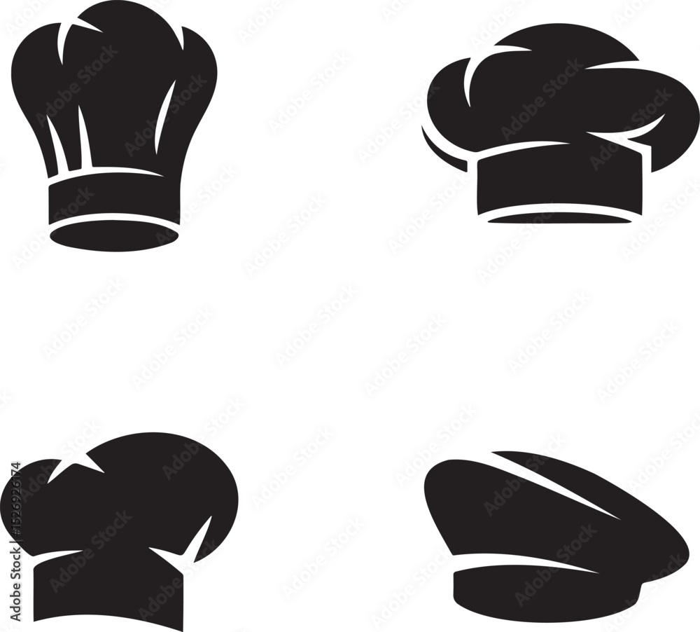 Chef Hats silhouette set vector illustration isolated On Transparent Background Chef Hats silhouette set vector illustration isolated On Transparent Background