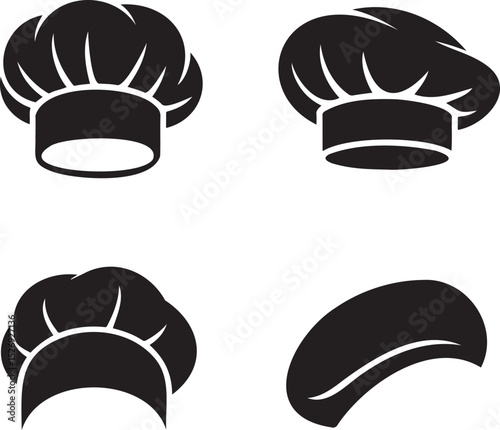 Chef Hats silhouette set vector illustration isolated On Transparent Background