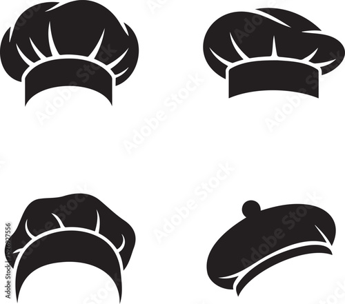 Chef Hats silhouette set vector illustration isolated On Transparent Background