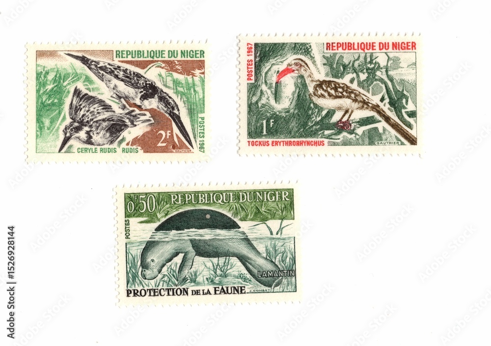 Fototapeta premium Vintage postage stamps from The Republic of Niger