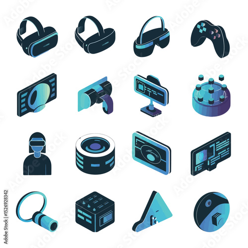 vector icons info graph illustrating VR and mixed reality VR Headset Icon  

