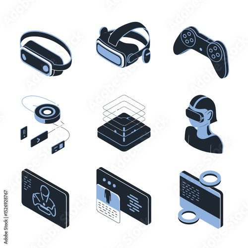 vector icons info graph illustrating VR and mixed reality VR Headset Icon  
