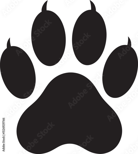 Dog Paw Black Vector Format - Pet Footprint Silhouette Illustration