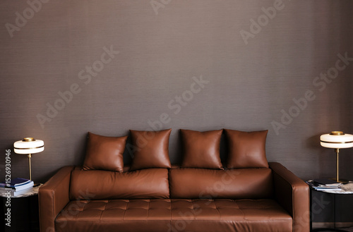 brow leather sofa for interior design of living room
