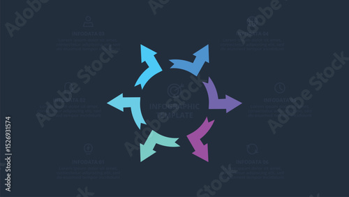 Creative concept for infographic with 6 steps, template for web on a black background.