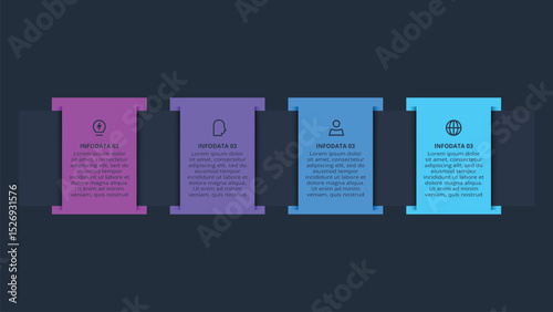 Creative concept for infographic with 4 steps, template for web on a black background.