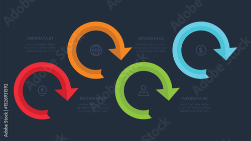 Creative concept for infographic with 4 steps, template for web on a black background.
