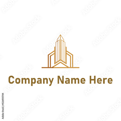  Gold real estate logo with a high-rise and house outline