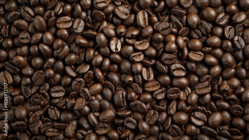 Roasted coffee beans close-up