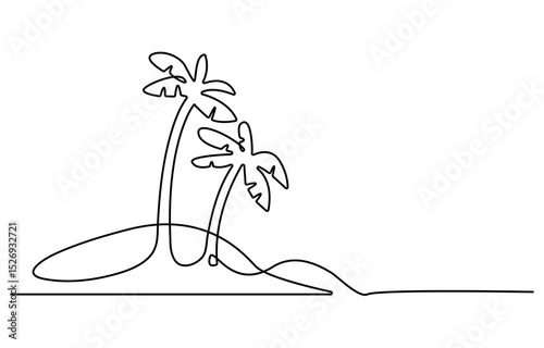 Palm tree continuous one line art drawing of isolated outline vector illustration