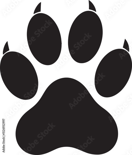 Dog Paw Black Vector Format - Pet Footprint Silhouette Illustration