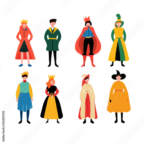 Fall Parade Colorful Costumes illustration vector 2D flat, isolated on a white background.