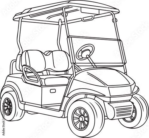 Golf Cart outline vector illustration isolated On Transparent Background