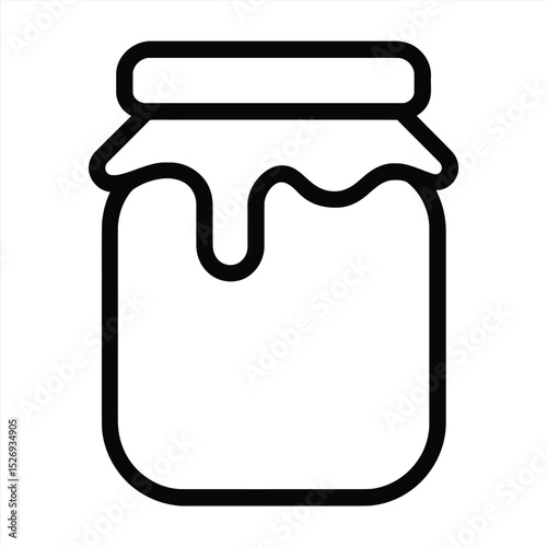 Honey Jar Icon: A simple and elegant outline of a honey jar with dripping honey, perfect for culinary or food-related projects, embodying the essence of natural sweetness and wholesome goodness.
