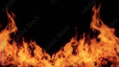 Burning Inferno: Fiery flames dance dynamically against a stark background. The image embodies raw power and the untamed essence of heat and destruction, creating a dramatic and captivating visual.