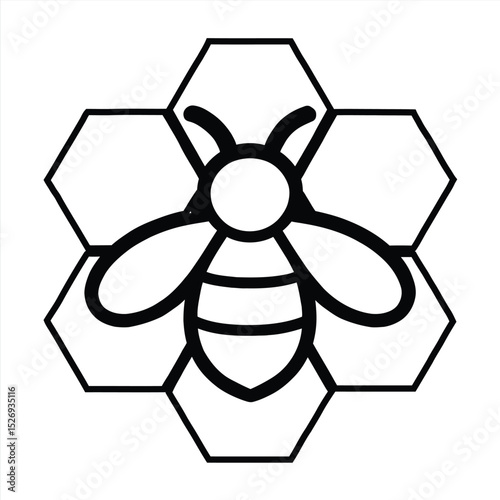 Honeybee Icon: A minimalist icon of a honeybee against a backdrop of honeycomb cells, evoking the essence of nature's industriousness.