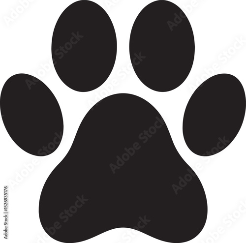 Dog Paw Black Vector Format - Pet Footprint Silhouette Illustration