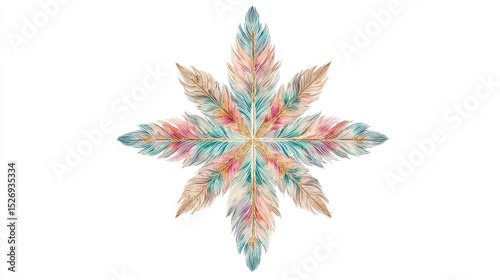 Boho-Inspired Feathered Christmas Star Clipart