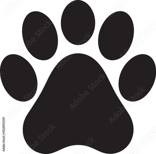 Dog Paw Black Vector Format - Pet Footprint Silhouette Illustration