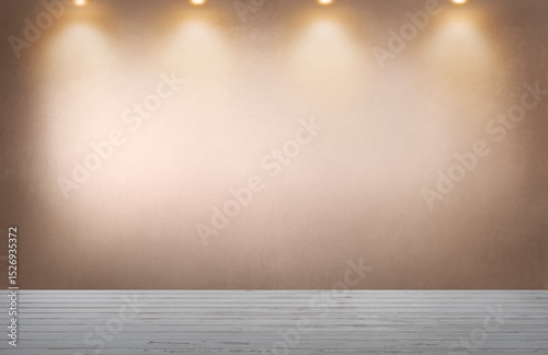 Wallpaper Mural Faded orange wall with a row of spotlights in an empty room Torontodigital.ca