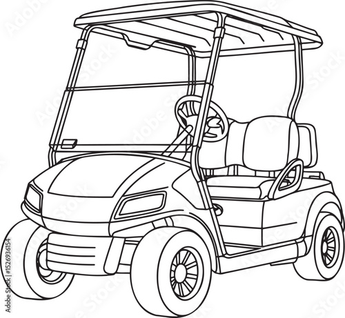 Golf Cart outline vector illustration isolated On Transparent Background