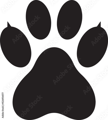 Dog Paw Black Vector Format - Pet Footprint Silhouette Illustration