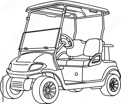 Golf Cart outline vector illustration isolated On Transparent Background