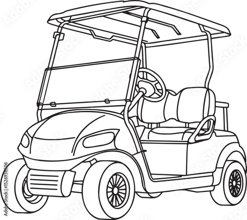 Golf Cart outline vector illustration isolated On Transparent Background