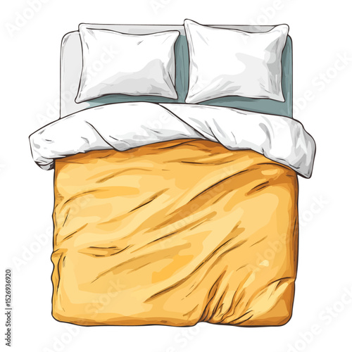 2D flat Duvet Cover vector illustration, isolated on a white background.
