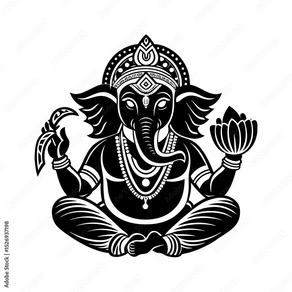 Obraz premium ganeshji vector art silhouette