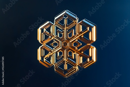 a diamond snowflake crystal captured in a macro close-up, shimmering with glitter and elegance in cold winter luxury
