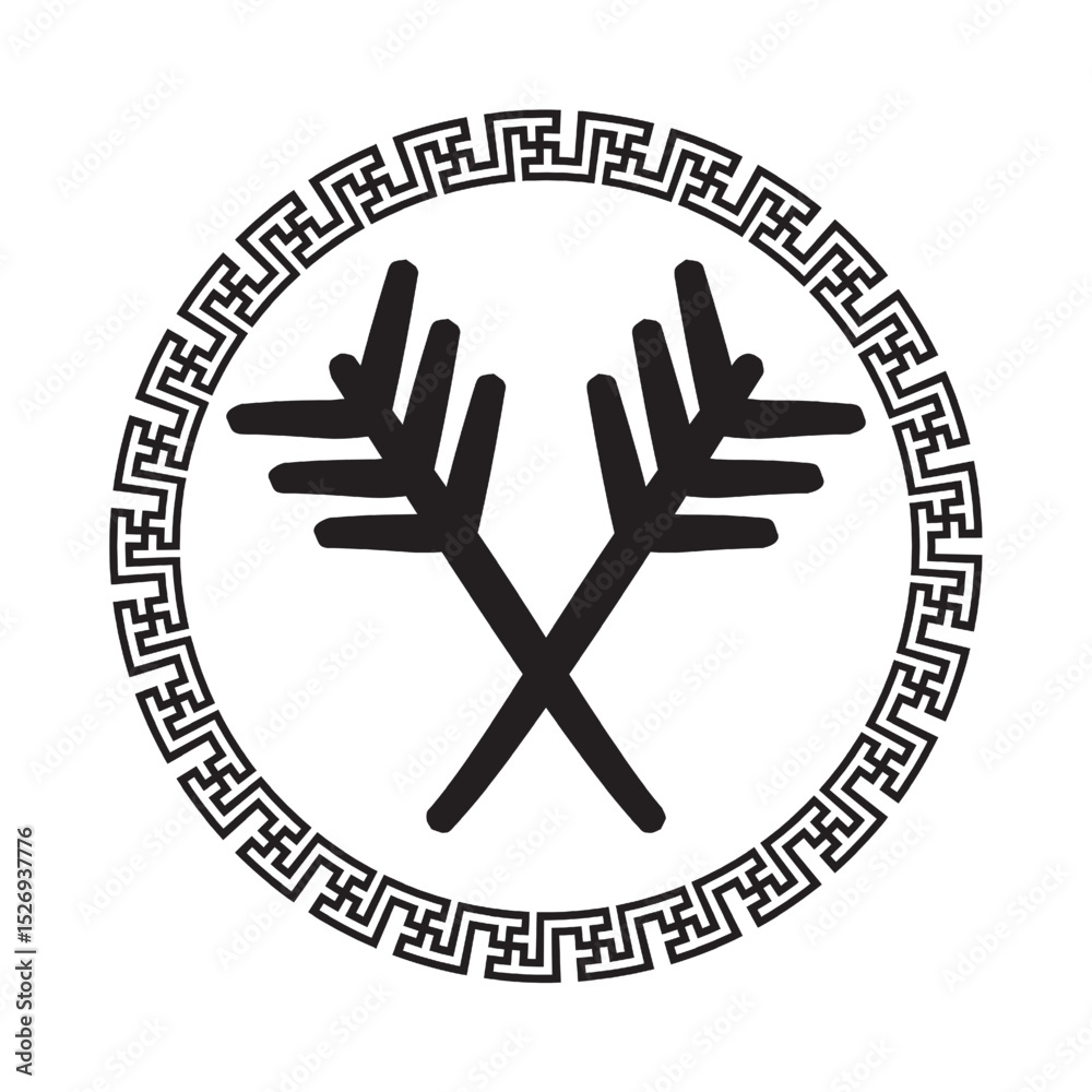 Obraz premium Elegant Wheat Stalks in a Greek Key Border: A Simple, Stylish Design. Illustration Vector