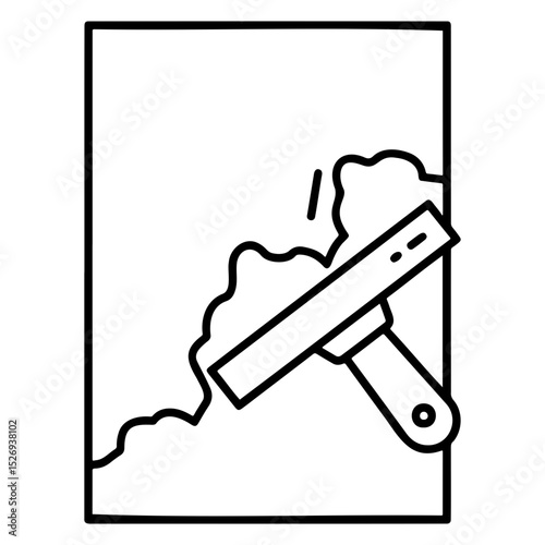 Illustration of a scraper removing wallpaper in a simple line design, symbolizing home renovation