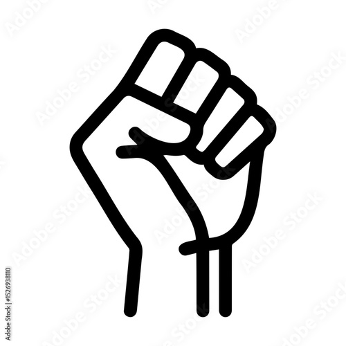 Line drawing of a raised fist symbolizing strength and solidarity