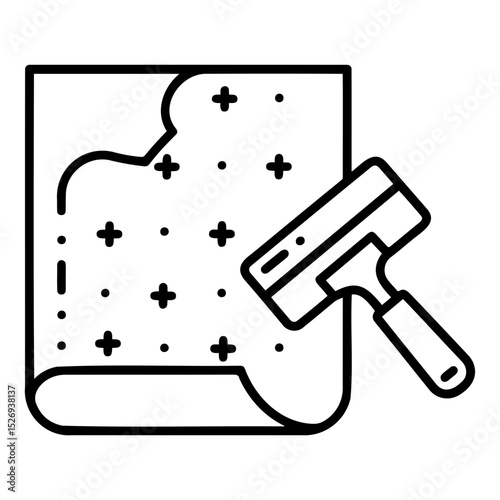 emoving old wallpaper with a scraper illustration, representing home renovation and improvement