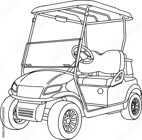 Golf Cart outline vector illustration isolated On Transparent Background