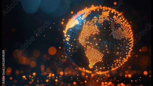 A glowing model of the globe on an abstract background.