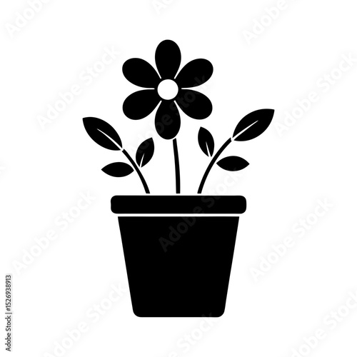 garden plant in pot vector icon pictogram vector art silhouette