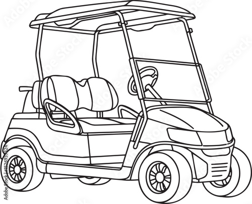 Golf Cart outline vector illustration isolated On Transparent Background