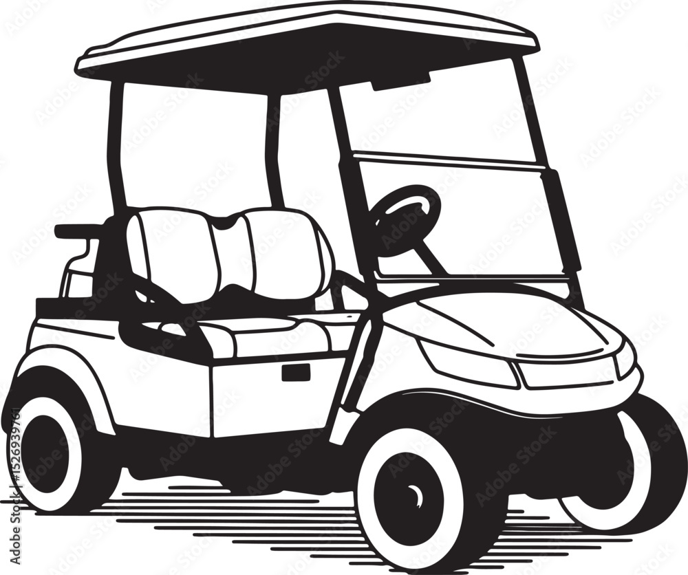Fototapeta premium Golf Cart silhouette vector illustration isolated On Transparent Background