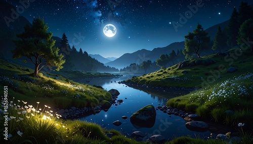 Nighttime mountain landscape