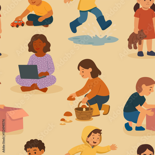 Seamless pattern of children's plots. Vector stock illustration eps10. Adobe Illustrator Artwork