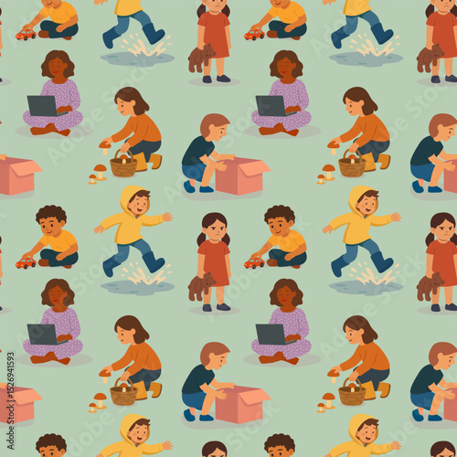 Seamless pattern of children's plots. Vector stock illustration eps10. Adobe Illustrator Artwork