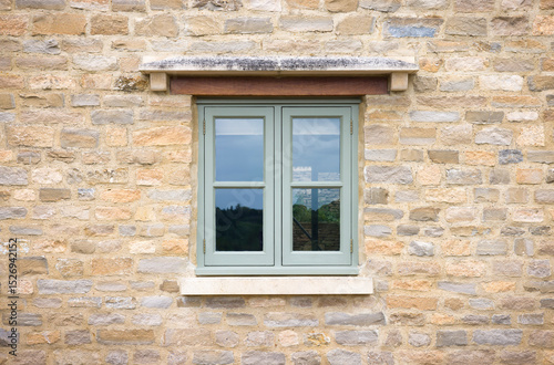 Wooden window on a cottage, UK