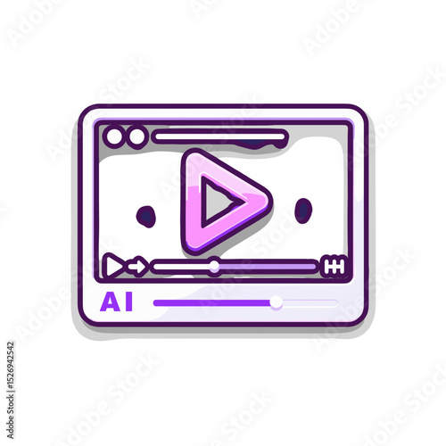 Video content generation icon with play button in purple design  