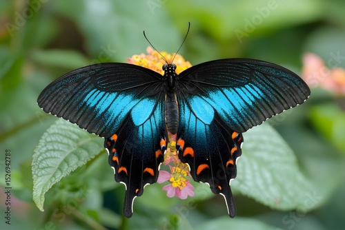 a vibrant butterfly insect with colorful wings lands on a blooming flower, showing nature’s delicate pollinator in close-up detail